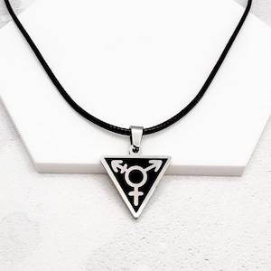 Transgender Pride Necklace: Black Triangle Pendant, LGBTQIA Jewellery
