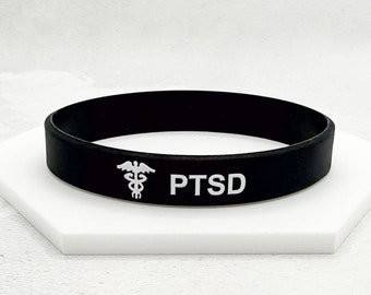 PTSD Medical Alert Bracelet: Post Traumatic Stress Disorder Silicone ID Awareness Wristband