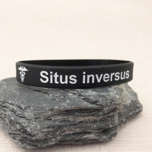 Bracelets de sensibilisation aux bracelets médicaux Situs Inversus pour hommes, femmes, cadeaux, bracelets unisexes, Medic Alert, bijoux d'identification, noir blanc, Royaume-Uni