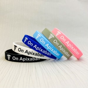Apixaban Silicone Wristband Set, Anticoagulant Medical Alert (Set of 3)