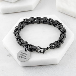 Pulsera personalizada para hombre, joyería grabada para él, regalo para hombre, regalo para el día del padre, regalo personalizado para papá, cadena gruesa personalizada, Reino Unido, carbón