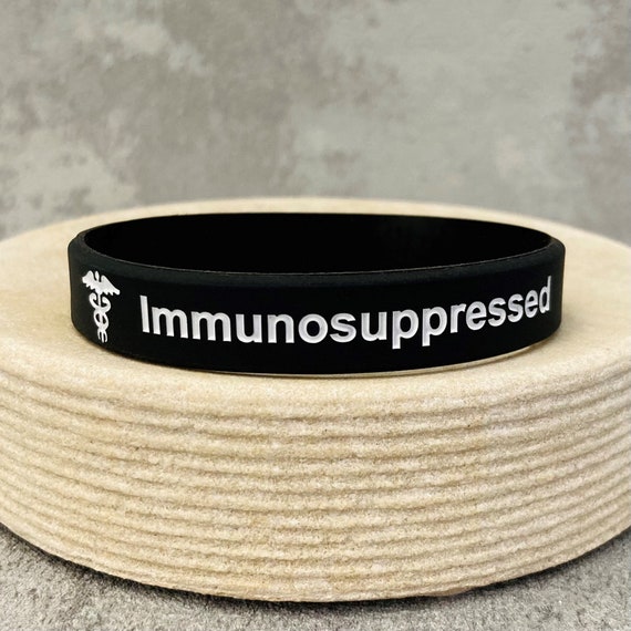 Immunosuppressed Medical Alert Wristband: Black Silicone Band