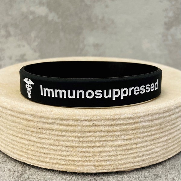 Immunosuppressed Unisex Wristband For Him Her Men Women Ladies Medical Alert Bracelet Silicone Bands Black White Style Jewellery Jewelry UK