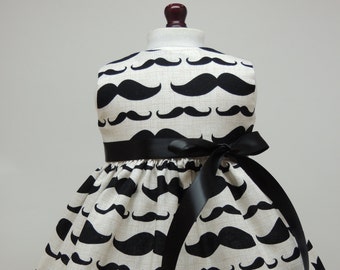 18 Inch Doll Dress - Fit American Girl Doll -Handmade - Mustache Print Dress