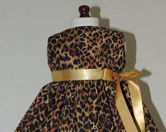 18 Inch Doll Dress - Fit American Girl Doll - Cheetah Print Dress- Ready to Ship!!