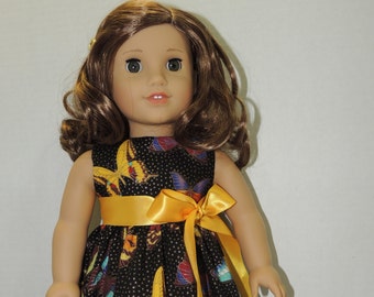 18 Inch Doll Dress - Fit American Girl Doll - Golden Butterflies - Ready to Ship!!