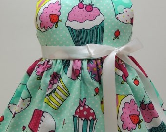 18 Inch Doll Dress - Fit American Girl Doll - Cupcakes on Green Dress
