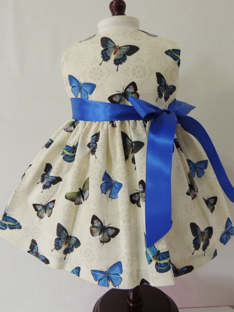 Blue Butterflies Doll dress fits 18 inch dolls including American Girl Doll immagine 1