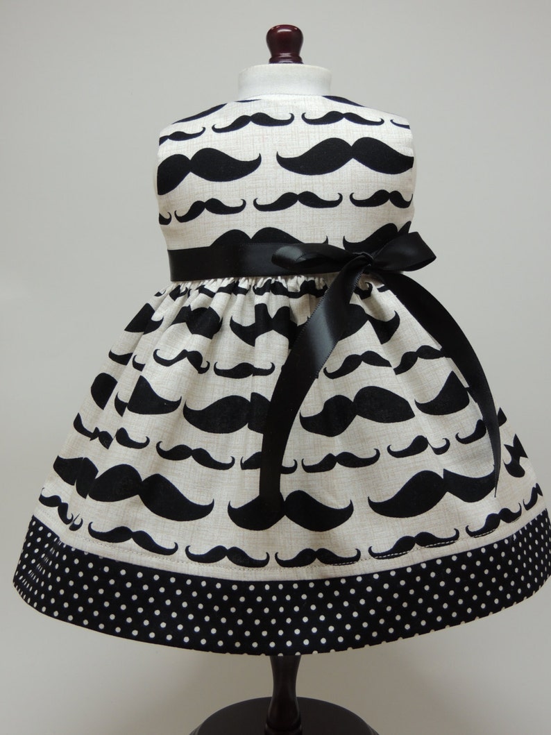 18 Inch Doll Dress Fit American Girl Doll Handmade Mustache Print Dress image 1