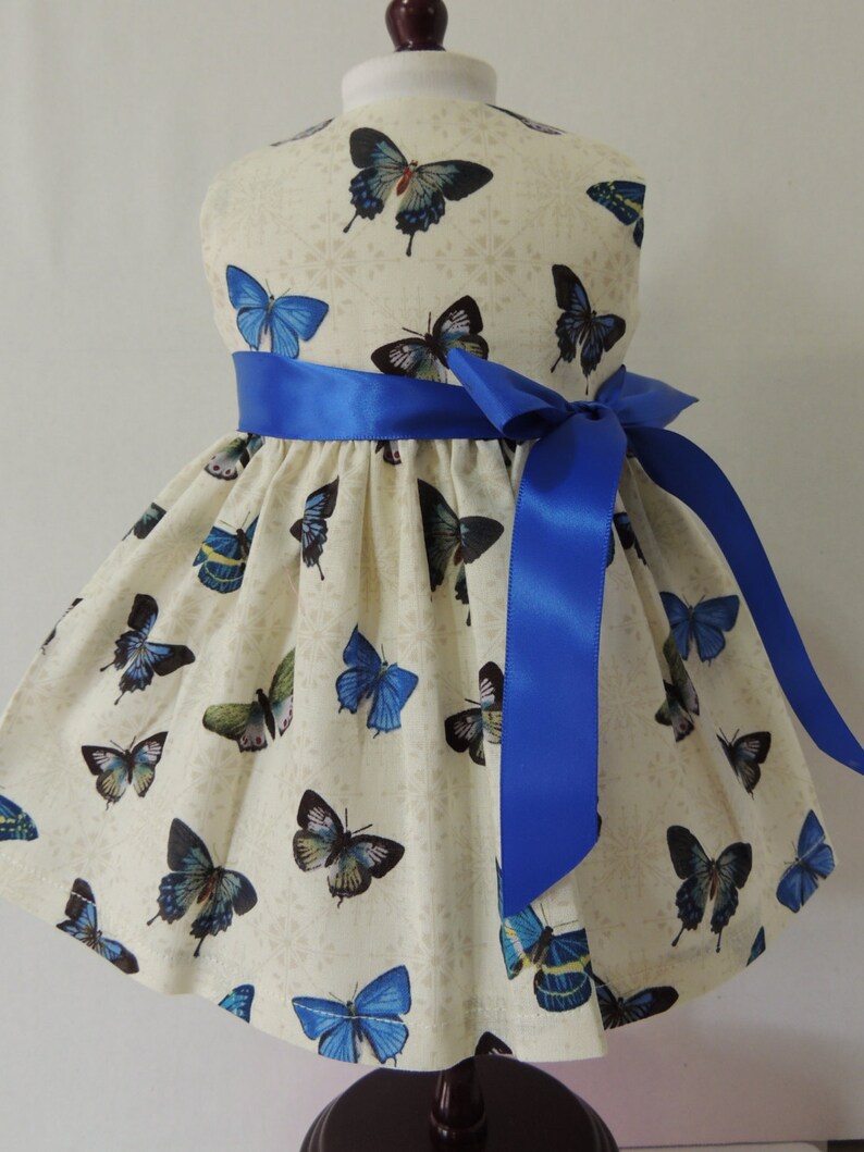 Blue Butterflies Doll dress fits 18 inch dolls including American Girl Doll immagine 3