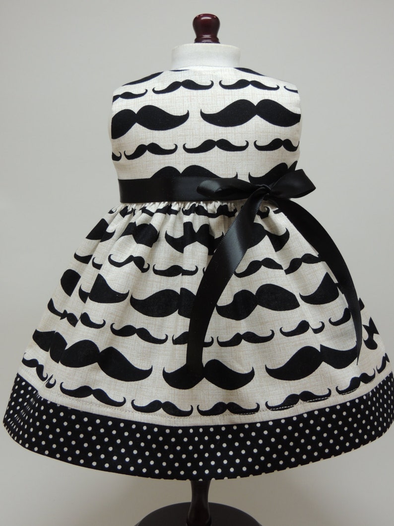 18 Inch Doll Dress Fit American Girl Doll Handmade Mustache Print Dress image 2