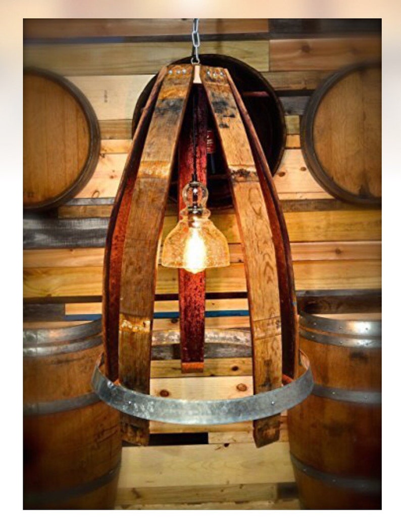 Rustic Wine Barrel Light With Handblown Glass and Edison Bulb Etsy