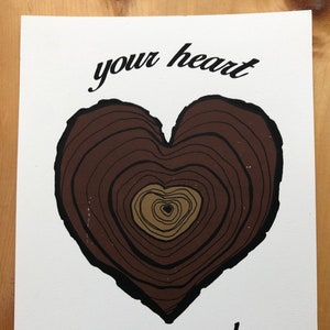 Your Heart Felt Good, Wooden Heart Screen Print, Modest Mouse Art image 4