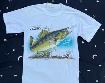 Dawson's Creek Vintage T-shirt, BC Canada Size Small, Largemouth Bass Fish Shirt, British Columbia