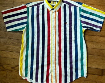 90s Rainbow Pride Duck Head Button Up Shirt Adult Large Excellent condition! LGBTQIA+