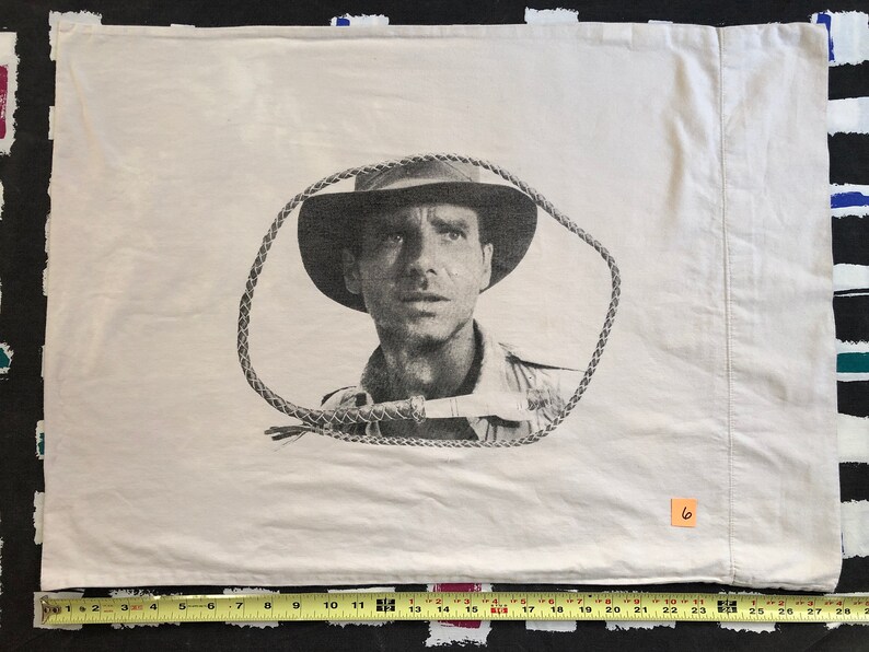 Indiana Jones Sweet Dreams Pillowcase, Harrison Ford Screenprint Handmade and Recycled All different colors 3 image 5