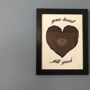 Your Heart Felt Good, Wooden Heart Screen Print, Modest Mouse Art image 3