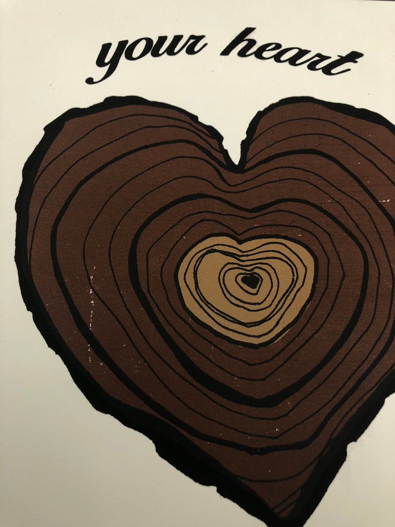 Your Heart Felt Good, Wooden Heart Screen Print, Modest Mouse Art image 5