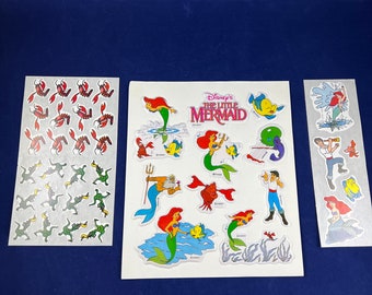 Lote de adesivos vintage da Pequena Sereia da Disney dos anos 90, Ariel