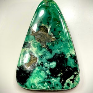Pixie Turquoise Cab Large Natural Stone Rare Gem Green Faustite Cabochon with Black Matrix 74.5 CT Lander County Nevada