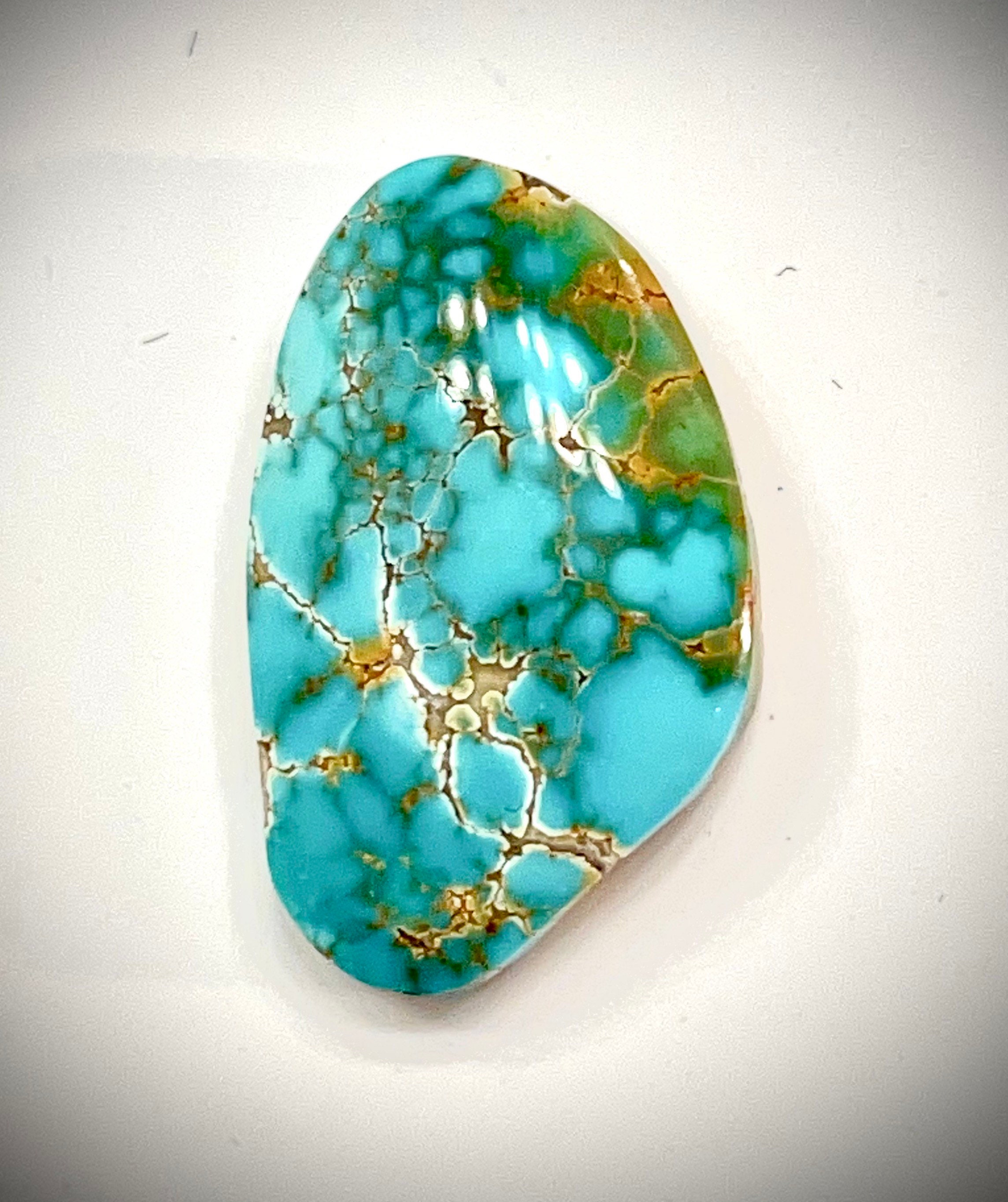 Carico Lake Turquoise Natural Gem Blue Spiderweb Cabochon