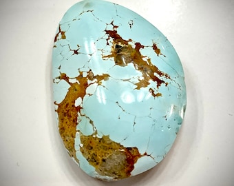 Number 8 Turquoise Large Natural Bright Powder Blue Gem High Grade #8 Cabochon 48.6 CTS