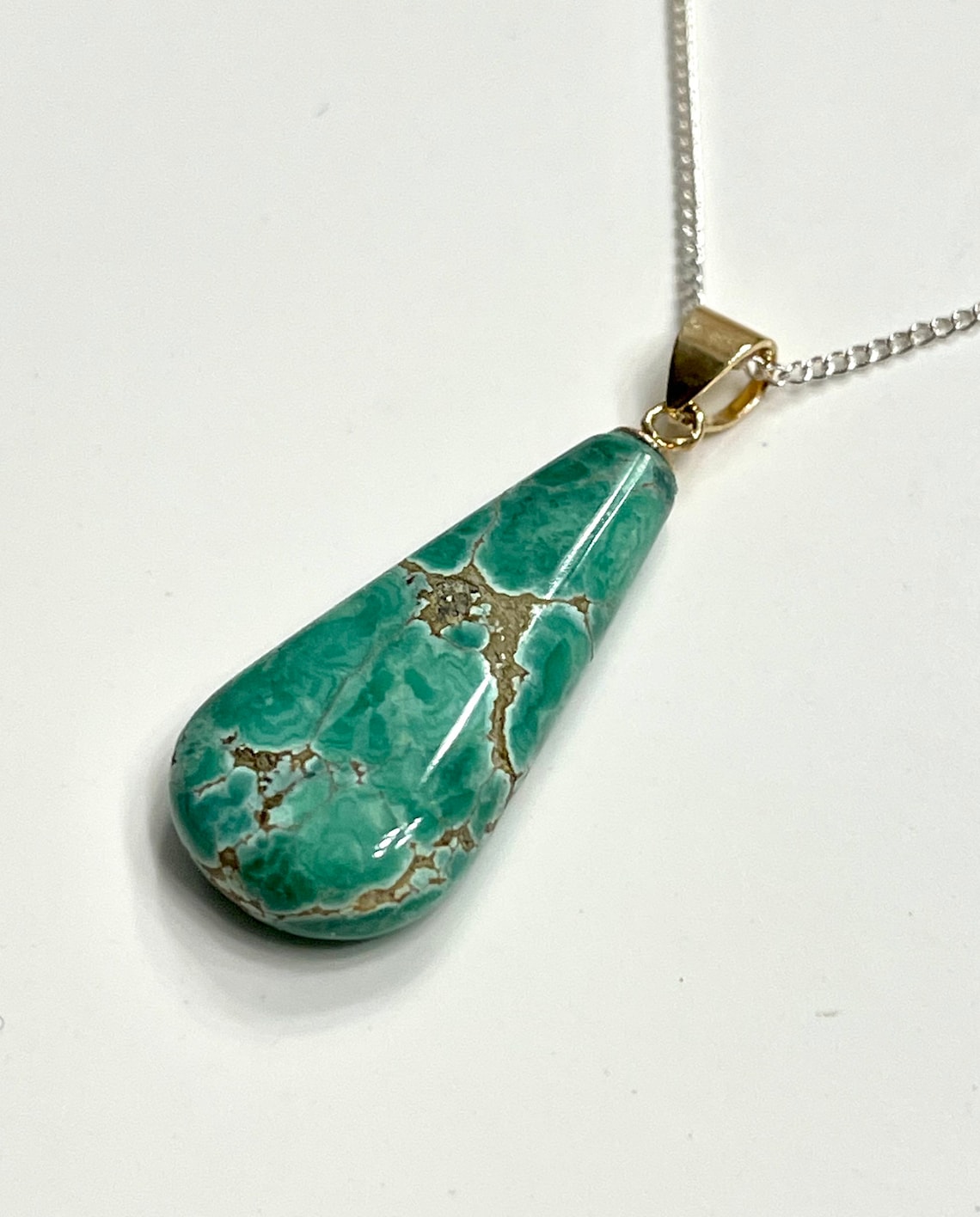 Damele Turquoise Drop Pendant Necklace of Natural Gem High Etsy