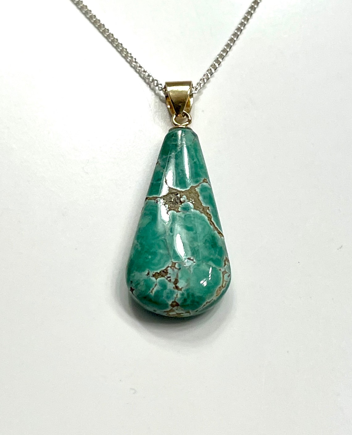 Damele Turquoise Drop Pendant Necklace of Natural Gem High Etsy
