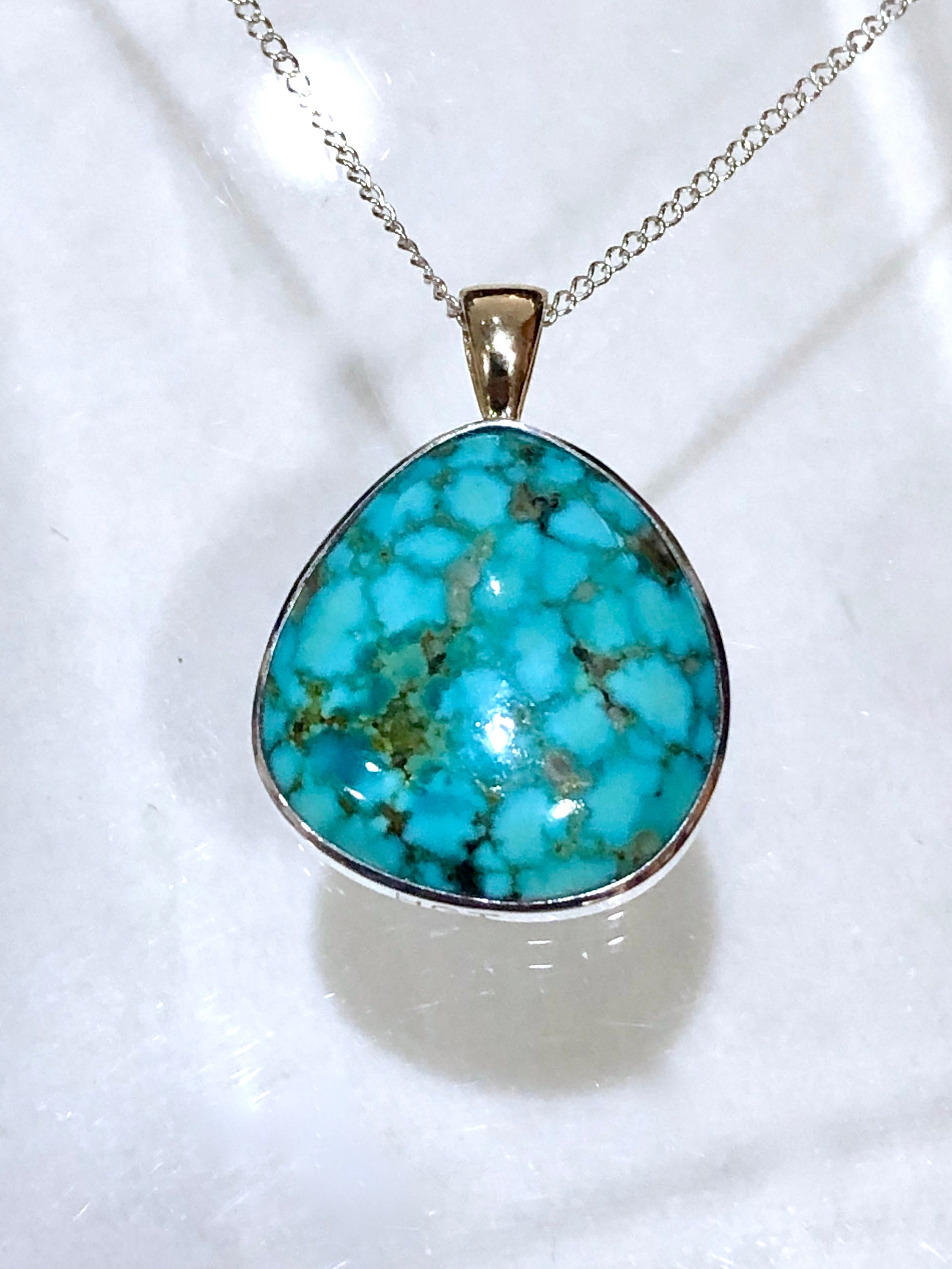 Chunky Vintage Native American Navajo Early Rare Deposit #8 Turquoise Sterling Silver Bolo Tie Chunky Vintage Native American Navajo Early Rare Deposit #8 Turquoise Sterling Silver Bolo Tie
