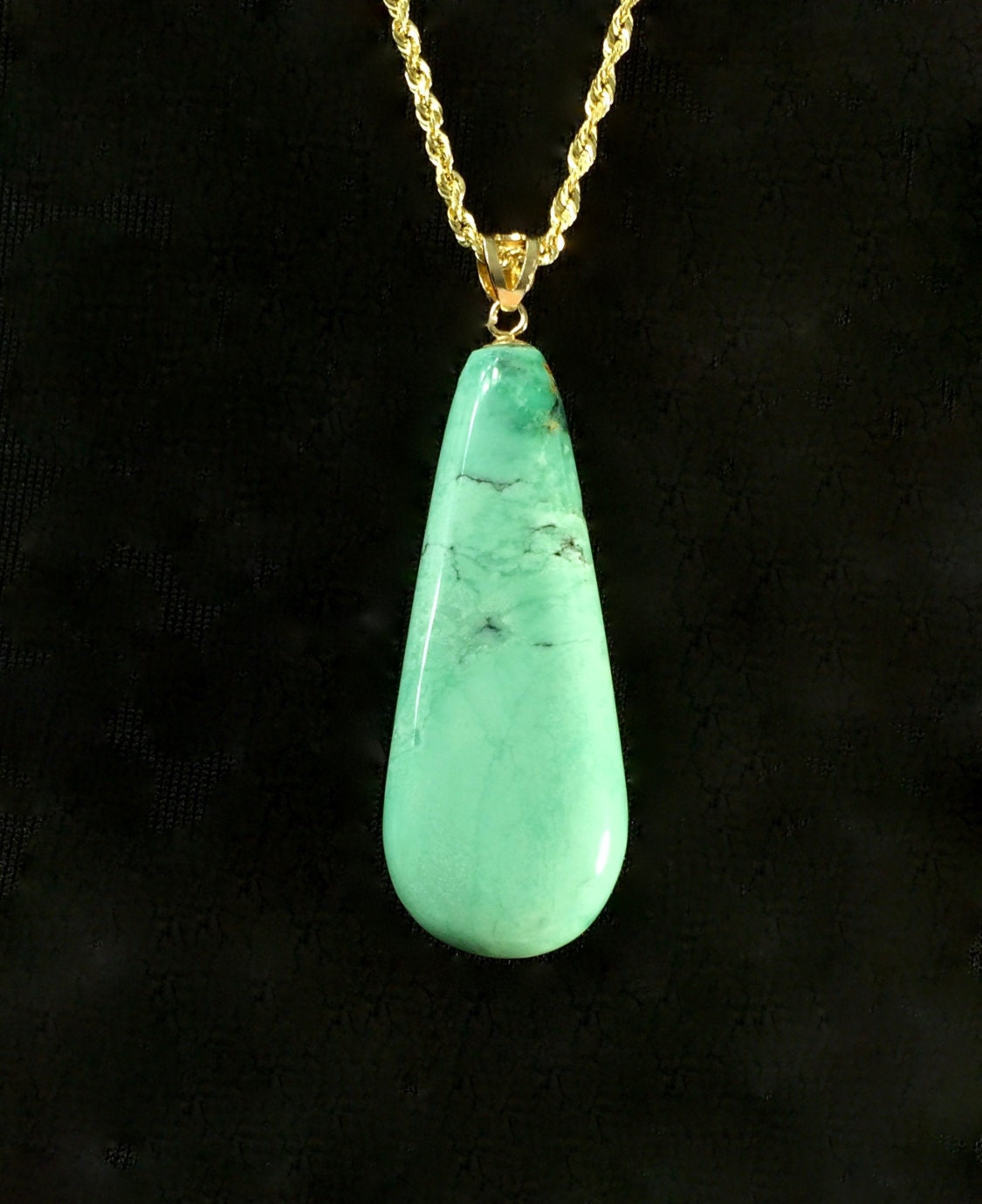 Apache Turquoise Drop Pendant of Natural Gem High Grade 20.8 Ct Green ...
