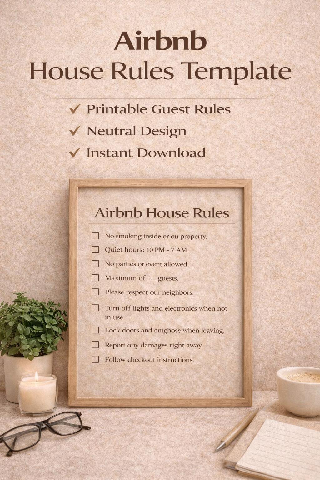 Airbnb House Rules Template | Printable Vacation Rental Guest Rules ...