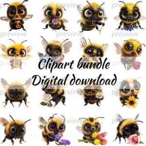 BumbleBees Clipart Bundle, Cute Bees Clipart bundle, Cute Bees png, Bees Clipart Bundle, Honey bee clipart bundle, Honey bee clipart