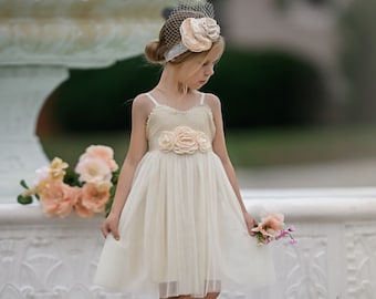 Elfenbein Blumenmädchen Kleid, rustikale Blumenmädchenkleider, Baby Mädchen Kleid, Kleinkind Kleid, Boho Blumenmädchen Kleid, Blumenmädchen Kleid aus Spitze, 88