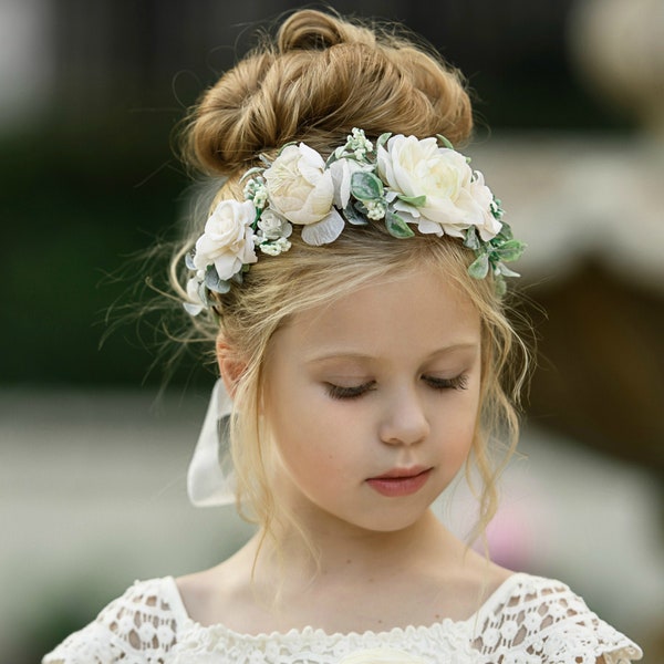 Spring Flower girl crown, Flower hair wreath, Wedding flower crown, Floral crown, Flower halo, Bohemian wedding flower crown,Flower Headband