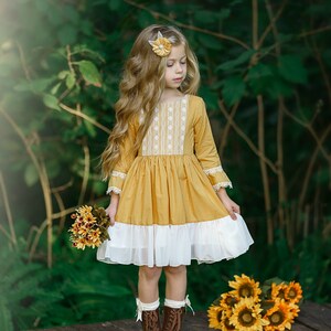 Little girl mustard yellow dress on sale