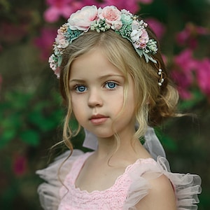 Blush Pink Flower Crown, Flower Tiara, Floral crown, Flower Halo, Bohemian flower crown, Bridal Crown, Flower girl Crown, Flower Headband