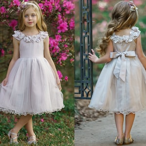 Tulle Flower girl dress, Flower girl Dresses, Rustic Flower girl Dress, Girls Dress, Ivory Flower girl dress,Country flower girl 18