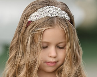 Baby headband, flower girl headband, crystal headband,bridal headband, baby headbands, baby girl headband, baptism headband, baby hair bows.