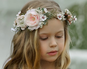 Couronne de fleurs printanière, diadème de fleurs, couronne de fleurs, halo de fleurs, couronne de fleurs bohème, couronne de mariée, couronne de demoiselle d'honneur, couronne de cheveux florale