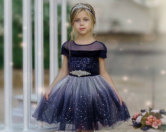 NAVY BLUE Blumenmädchen Kleid, Baby Mädchen Kleid, Kleinkind Tüll Kleid, Mädchen Kostüme, Weihnachten Blumenmädchen, Hochzeit Mädchen Tutu Kleid 156