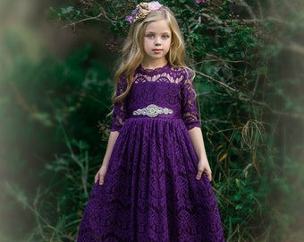 flower girl dresses plum color