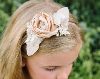 Floral Baby Headband, Nylon Flower Crown, Infant Hair Bow
