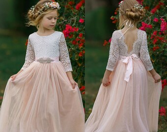 etsy rose gold flower girl dress