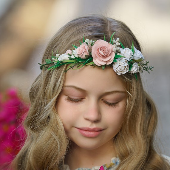 Corona di fiori per ragazze, corona floreale, diadema di fiori per ragazze, corona  di fiori Boho, corona di fiori per bambini, corona per ragazza di fiori, corona  di capelli floreali 