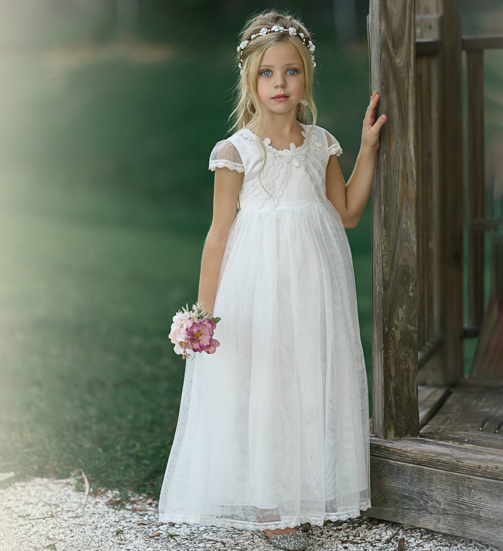 White Flower Girl Dressfirst Communion Dressboho Chic Flower - Etsy UK