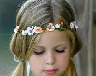 Blush Pink Flower Crown, Flower Tiara, Floral crown, Flower Halo, Bohemian flower crown, Bridal Crown, Flower girl Crown, Floral Hair Wreath