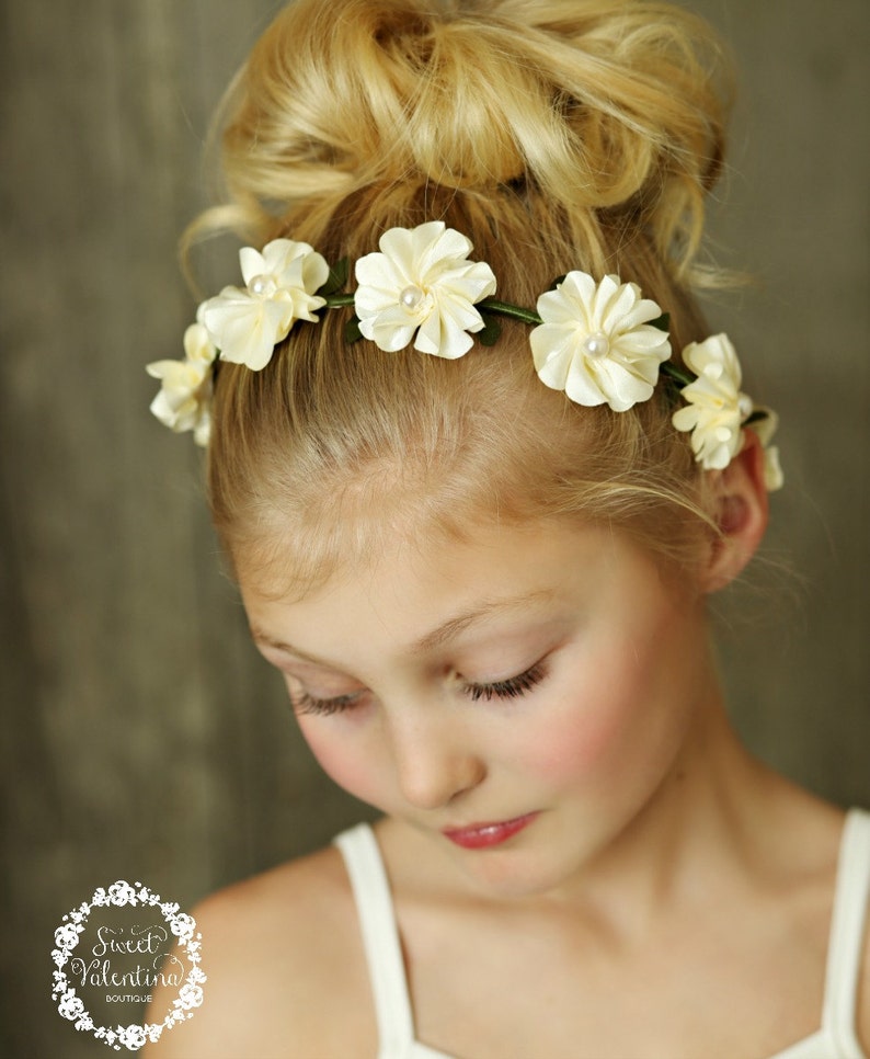 Baby Headbands Flower Girl Headband Girls Flower Crown Flower Halo,Ivory Flower Crown