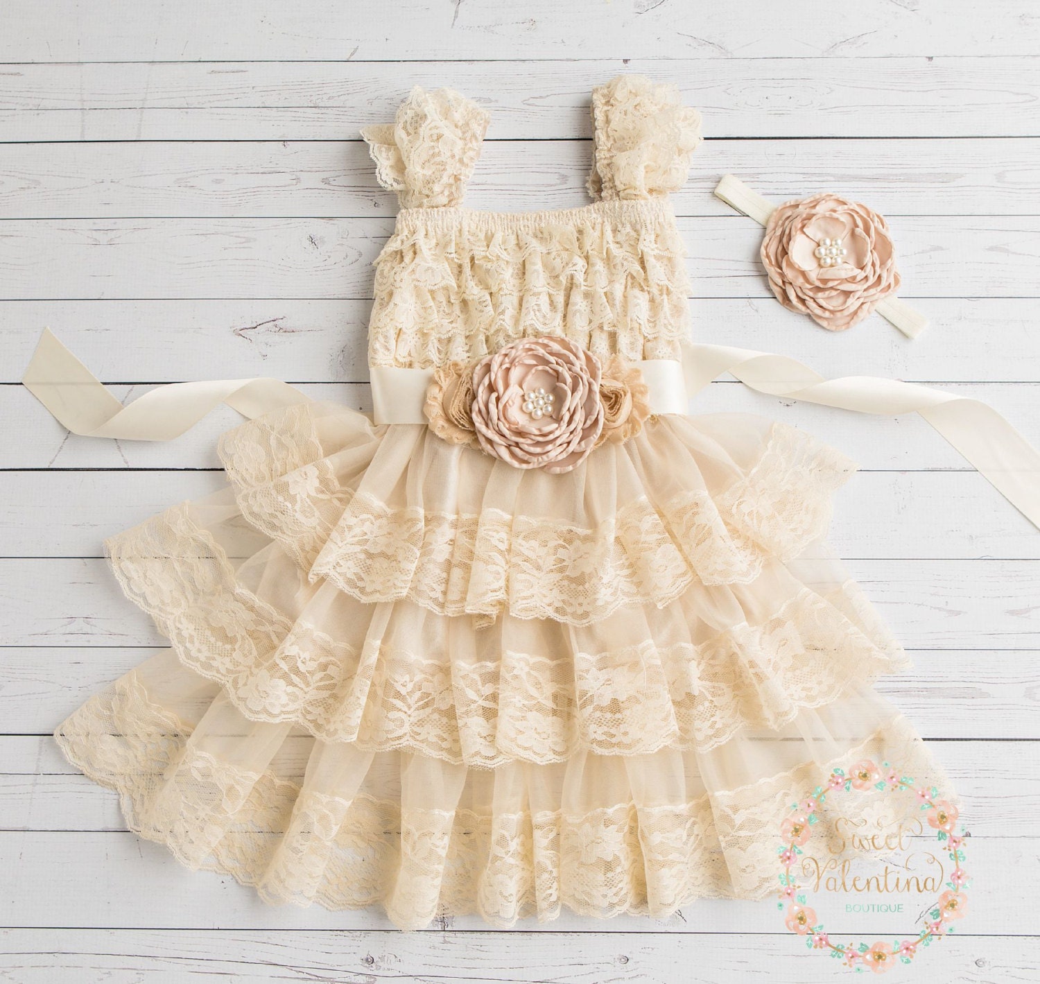 champagne colored little girl dresses