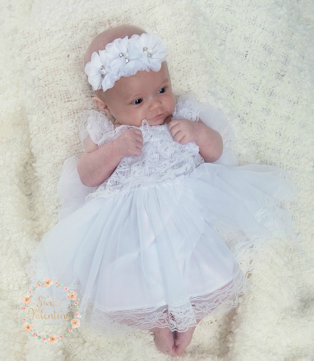 Baptism Dresschristening Dress Newborn White Dress Newborn Etsy