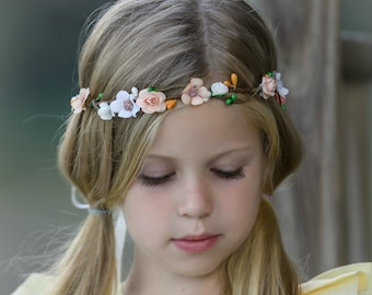 Blush Pink Flower Crown, Bohemian Floral Head Wreath